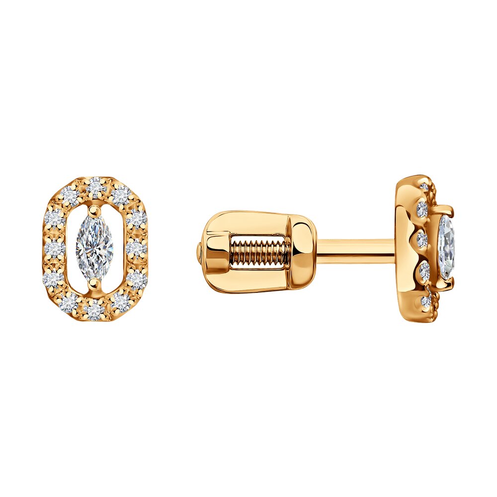 Серьги-пусеты из красного золота с бриллиантом SOKOLOV Diamonds 1022109