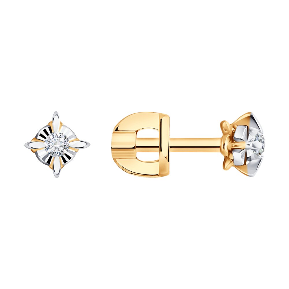 

Серьги-пусеты из комбинированного золота с бриллиантом SOKOLOV Diamonds 1022095, 1022095