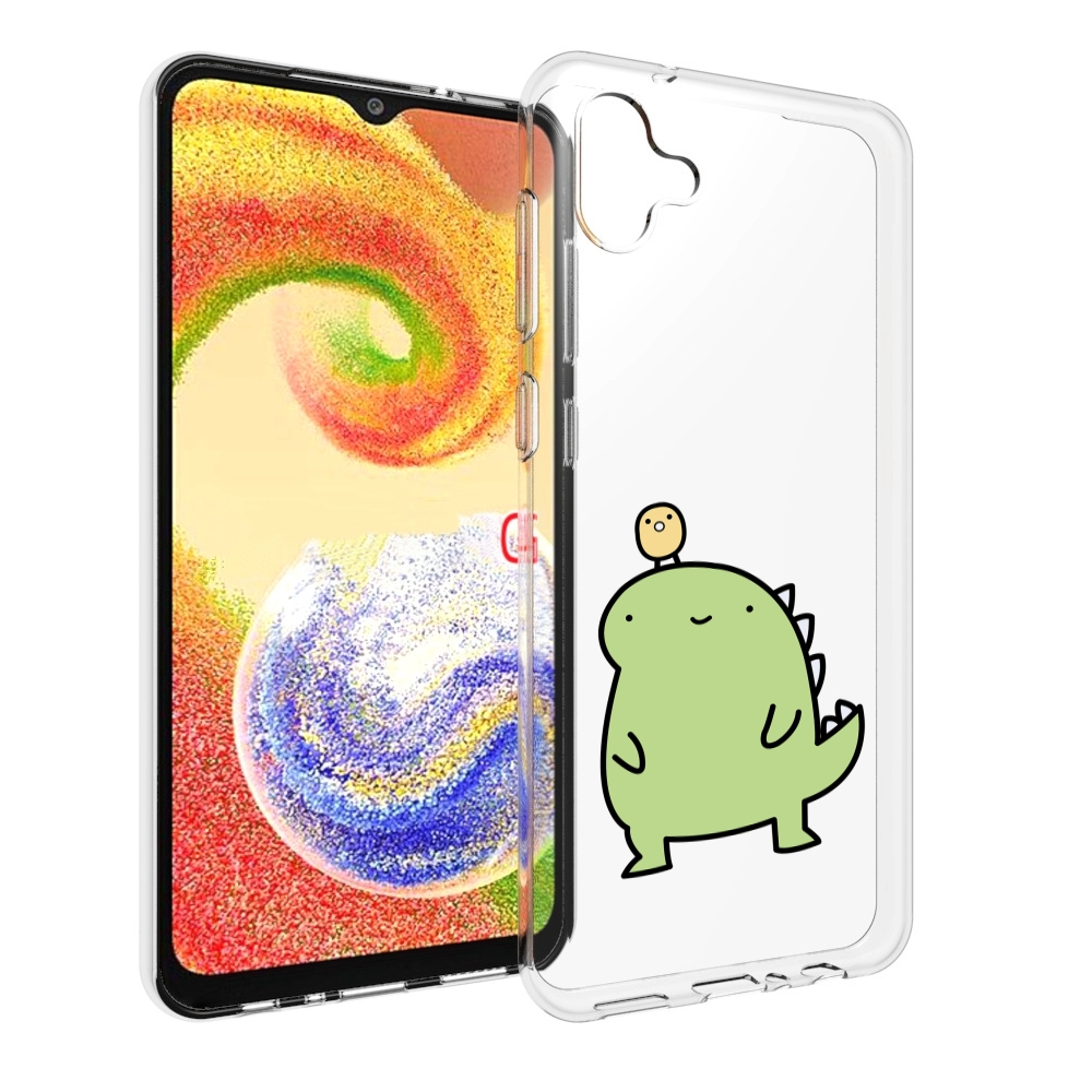 

Чехол MyPads зеленый-динозаврик детский для Samsung Galaxy A04, Прозрачный, Tocco