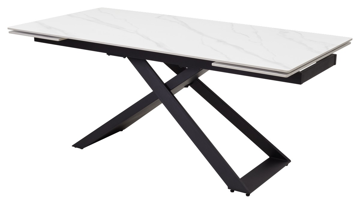

Стол LIVORNO 180 MATT WHITE MARBLE SINTERED STONE/ BLACK, Livorno