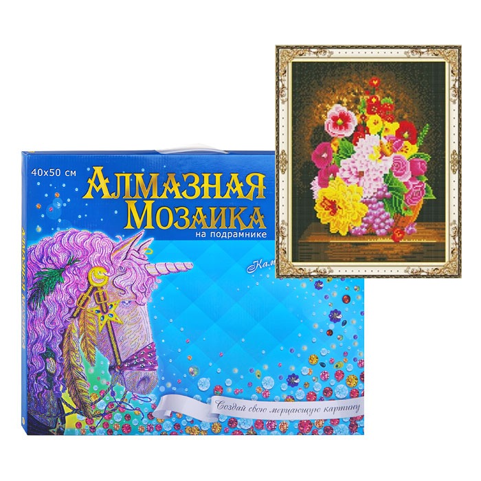 

Алмазная мозаика Рыжий кот Яркий букет WK023, WK023