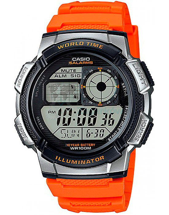 Наручные часы мужские Casio AE-1000W-4B оранжевые Япония