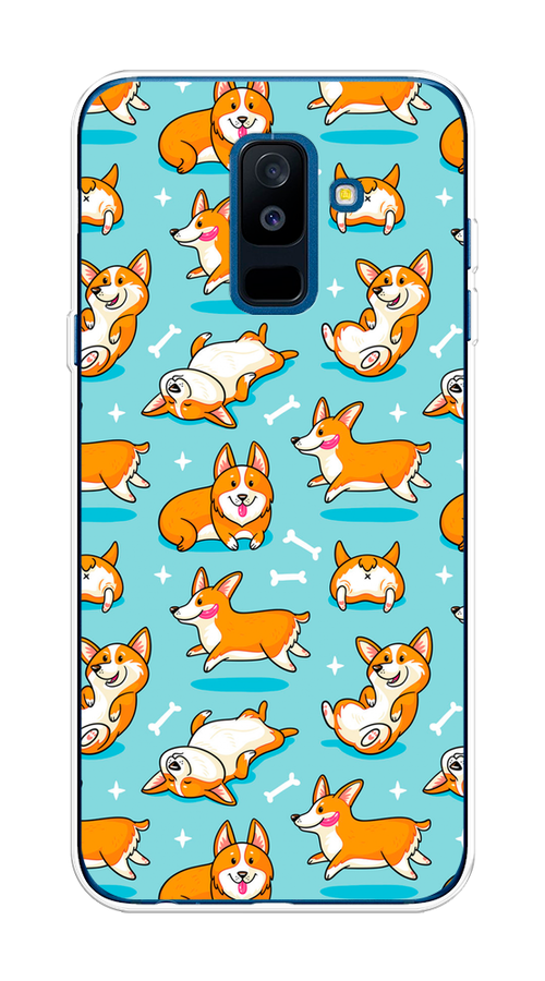 

Чехол Awog на Samsung Galaxy A6 + "Веселые корги", Коричневый, 26050-2