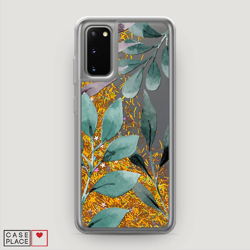 

Жидкий чехол с блестками "Листы цветов" на Samsung Galaxy S20, 29290-1
