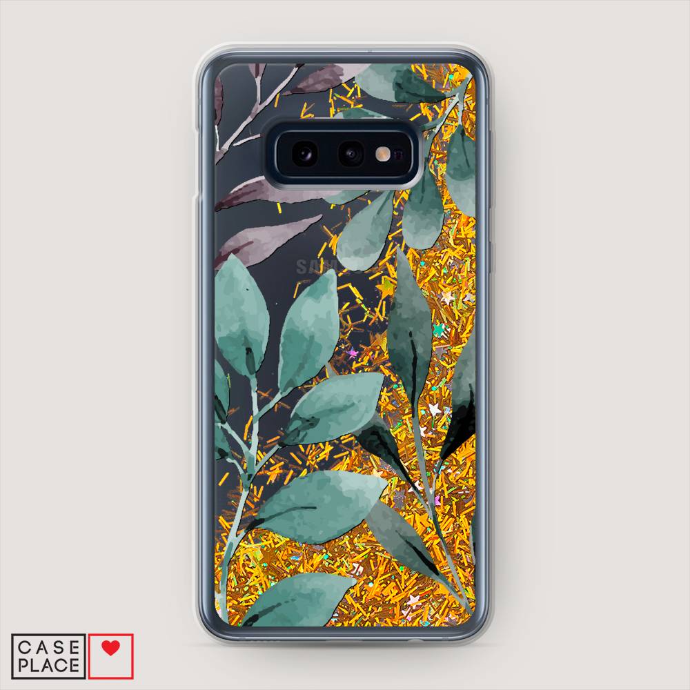 

Жидкий чехол с блестками "Листы цветов" на Samsung Galaxy S10E, 27290-1