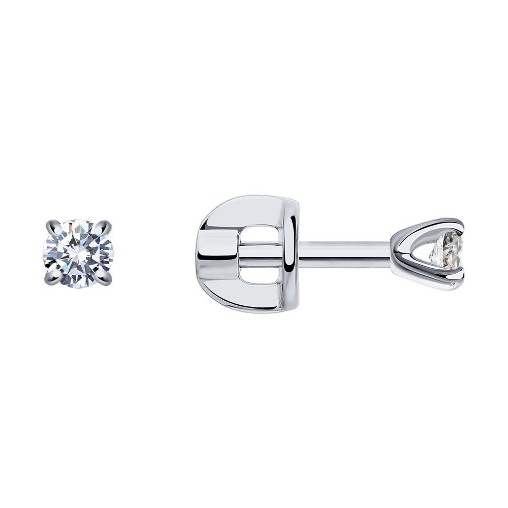

Серьги пусеты из белого золота SOKOLOV Diamonds 1021824-3, бриллиант, 1021824-3