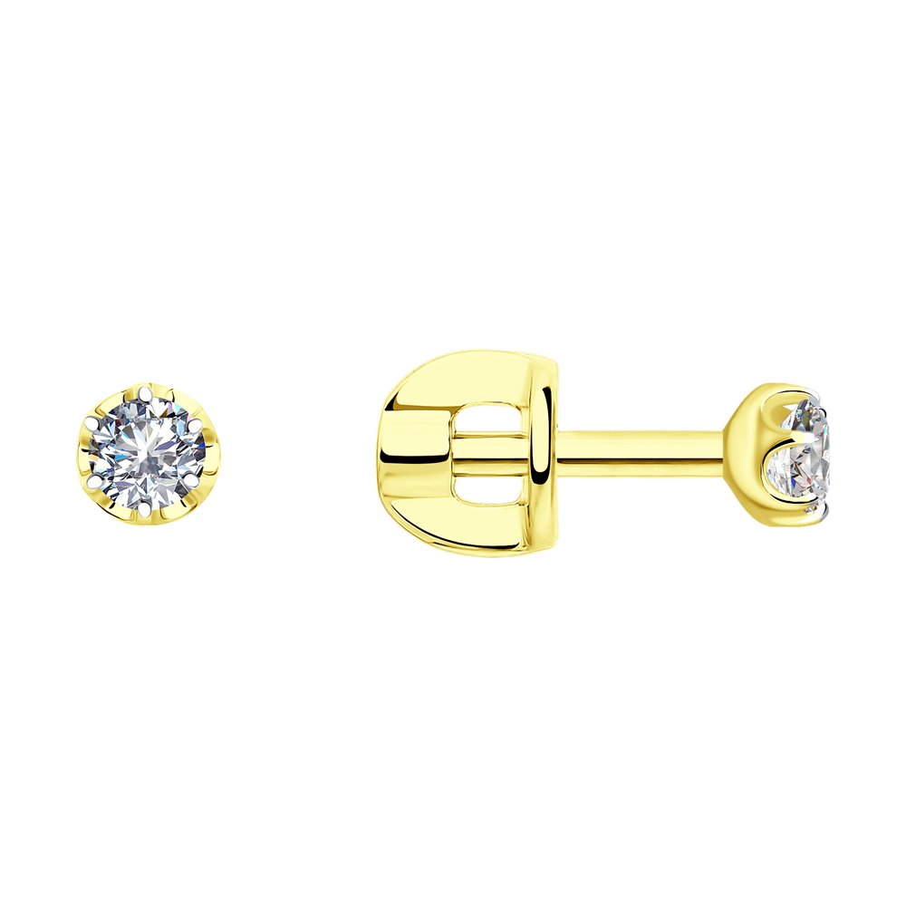 

Серьги пусеты из желтого золота SOKOLOV Diamonds 1021748-2, бриллиант, 1021748-2