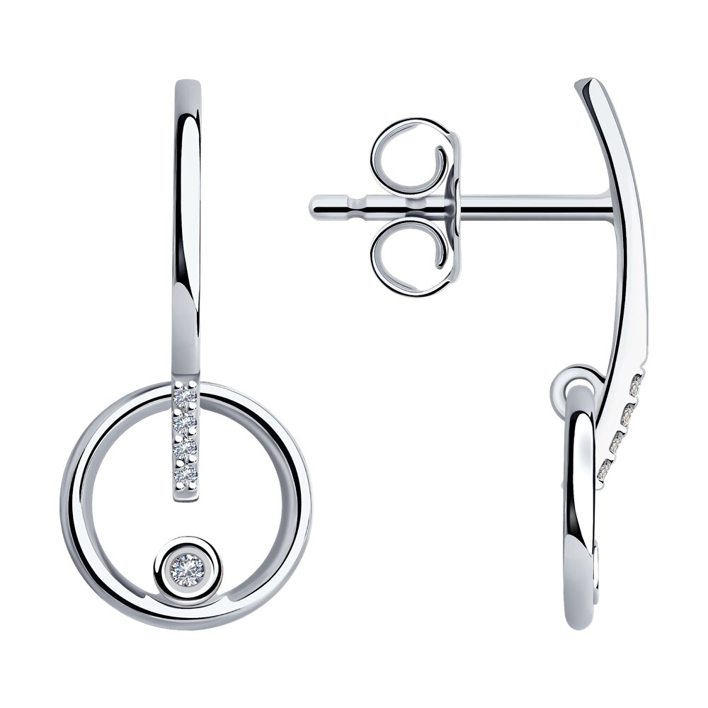 

Серьги подвески из белого золота SOKOLOV Diamonds 1021608, бриллиант, 1021608