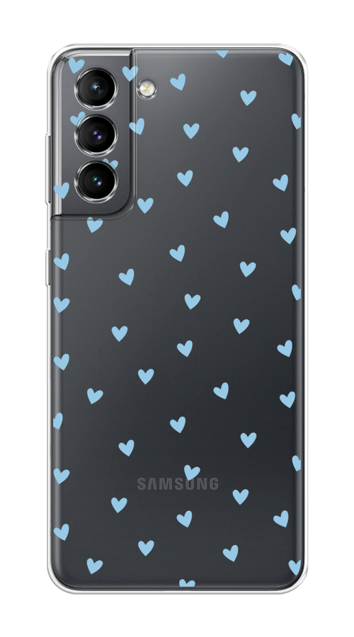 

Чехол на Samsung Galaxy S21 "Голубые сердечки паттерн", Голубой;прозрачный, 2101850-1