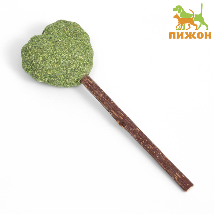 

Игрушка для кошек Пижон Сердце на палочке из мататаби, кошачья мята, 13 см