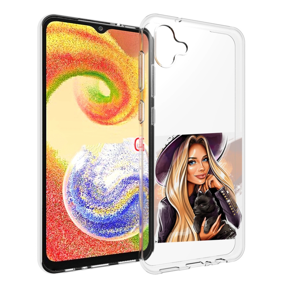 

Чехол MyPads девушка-с-черным-щенком женский для Samsung Galaxy A04, Прозрачный, Tocco