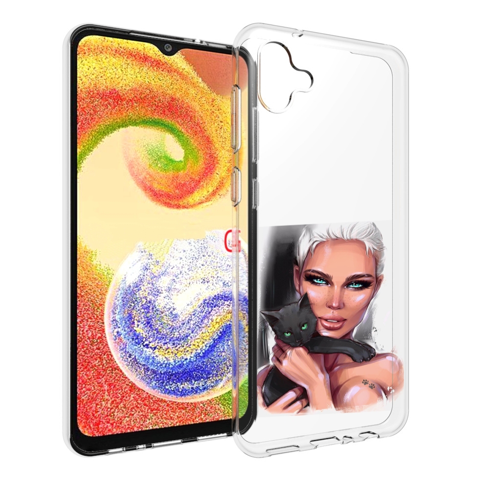 

Чехол MyPads девушка-с-черным-котиком женский для Samsung Galaxy A04, Прозрачный, Tocco
