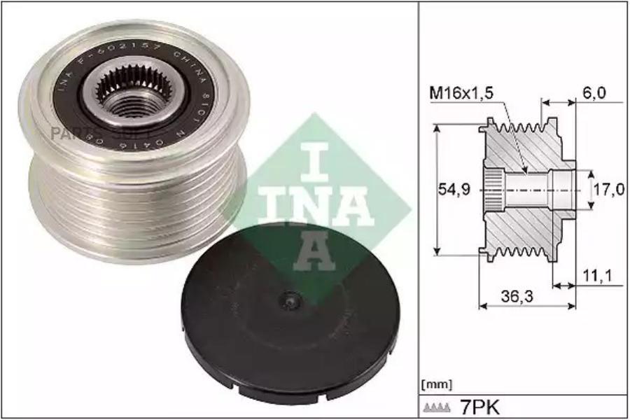 Шкив генератора Nissan Np300 Navara 15> Renault Alaskan 17> INA 535029810