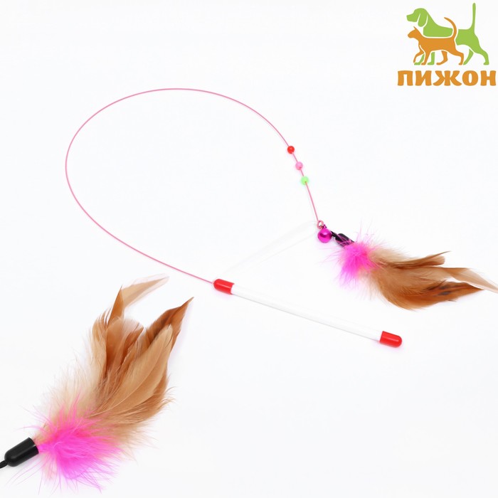 

Игрушка для кошек Пижон Дразнилка-удочка с перьями и стальной проволокой, 110 см