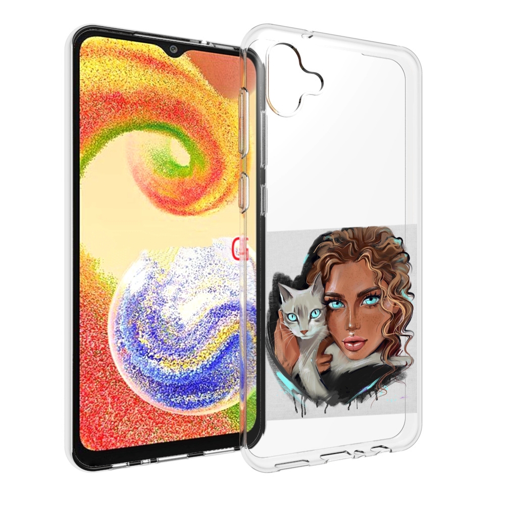 

Чехол MyPads девушка-с-котом-голубые-глаза женский для Samsung Galaxy A04, Прозрачный, Tocco