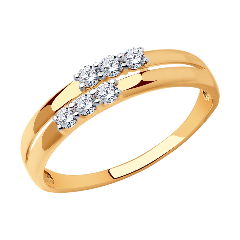Кольцо из красного золота с фианитом р. 17,5 Diamant 51-110-01754-1