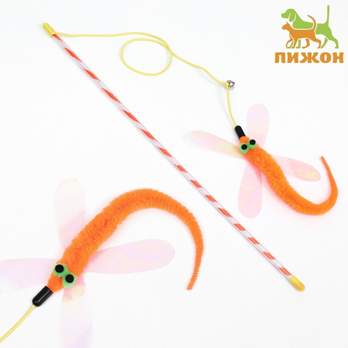 

Игрушка для кошек Пижон Дразнилка-удочка Стрекоза, 40 см, оранжевая