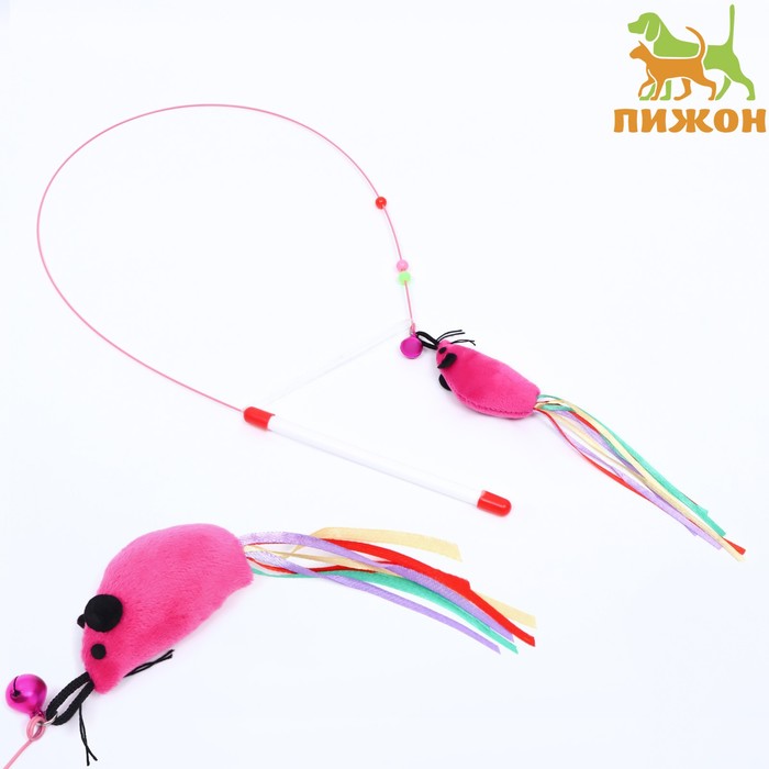 

Игрушка для кошек Пижон Дразнилка-удочка Мышка, со стальной проволокой, 110 см