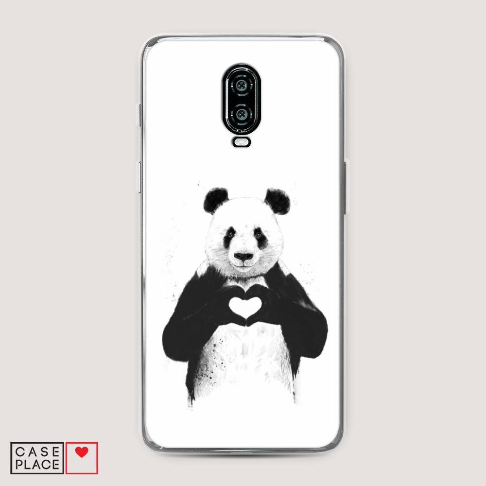 

Чехол Awog на Oneplus 6T / ВанПлас 6T "Панда love", Серебристый, 150650-10