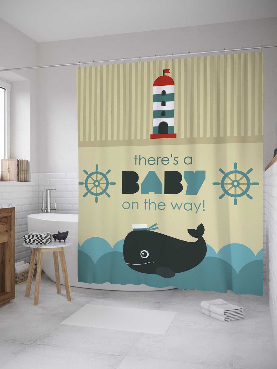 

Штора (занавеска) для ванной JoyArty "В пути" из сатена, 180х200 см с крючками, Розовый