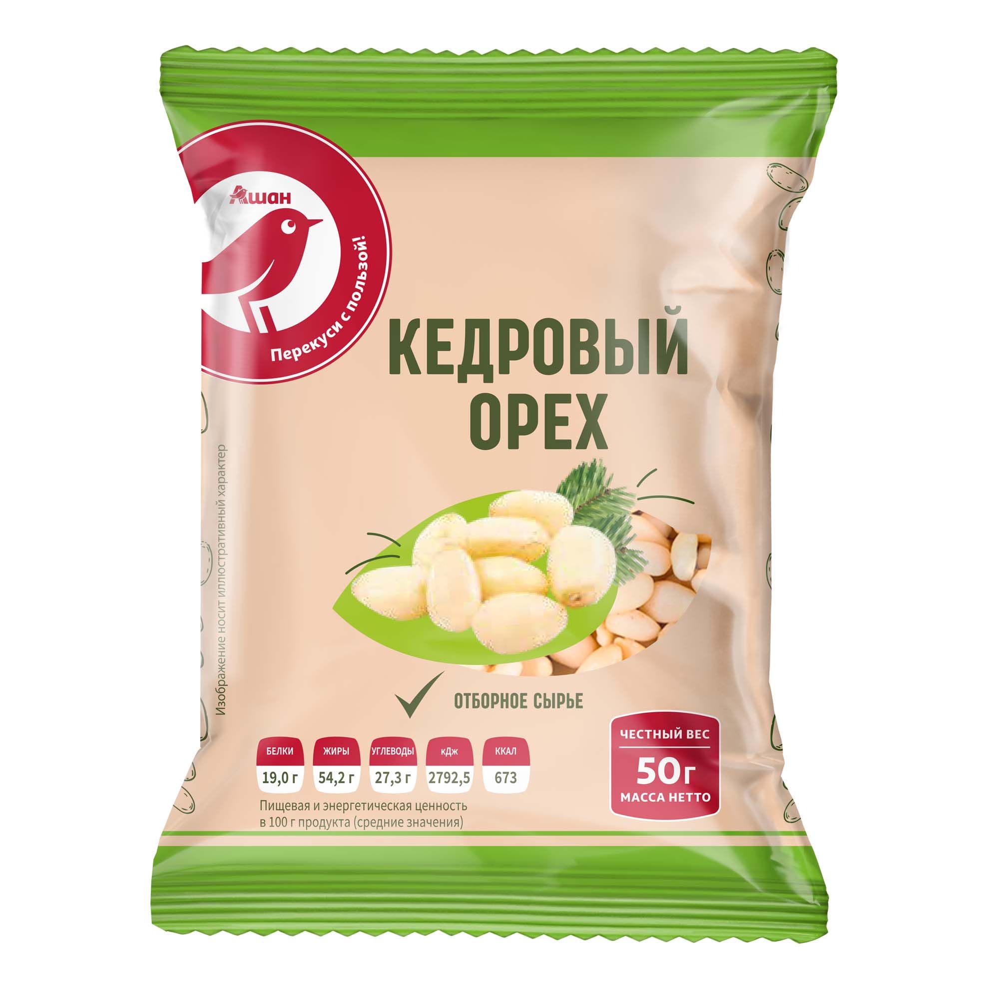 

Кедровый орех АШАН Красная птица, 50 г