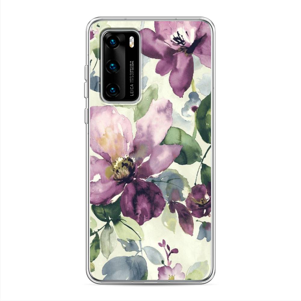 

Чехол Awog на Huawei P40 "Сиреневые цветы-акварель", Фиолетовый, 610850-10