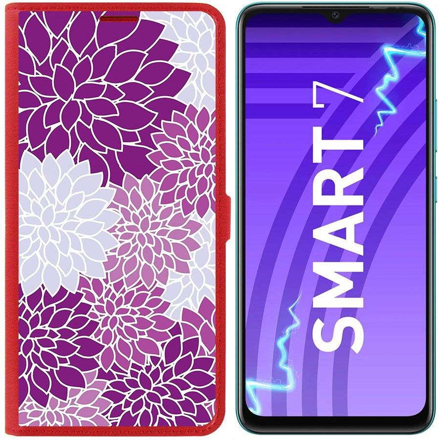 

Чехол-книжка Eco Book для INFINIX Smart 7 Цветочный паттерн 2, Красный