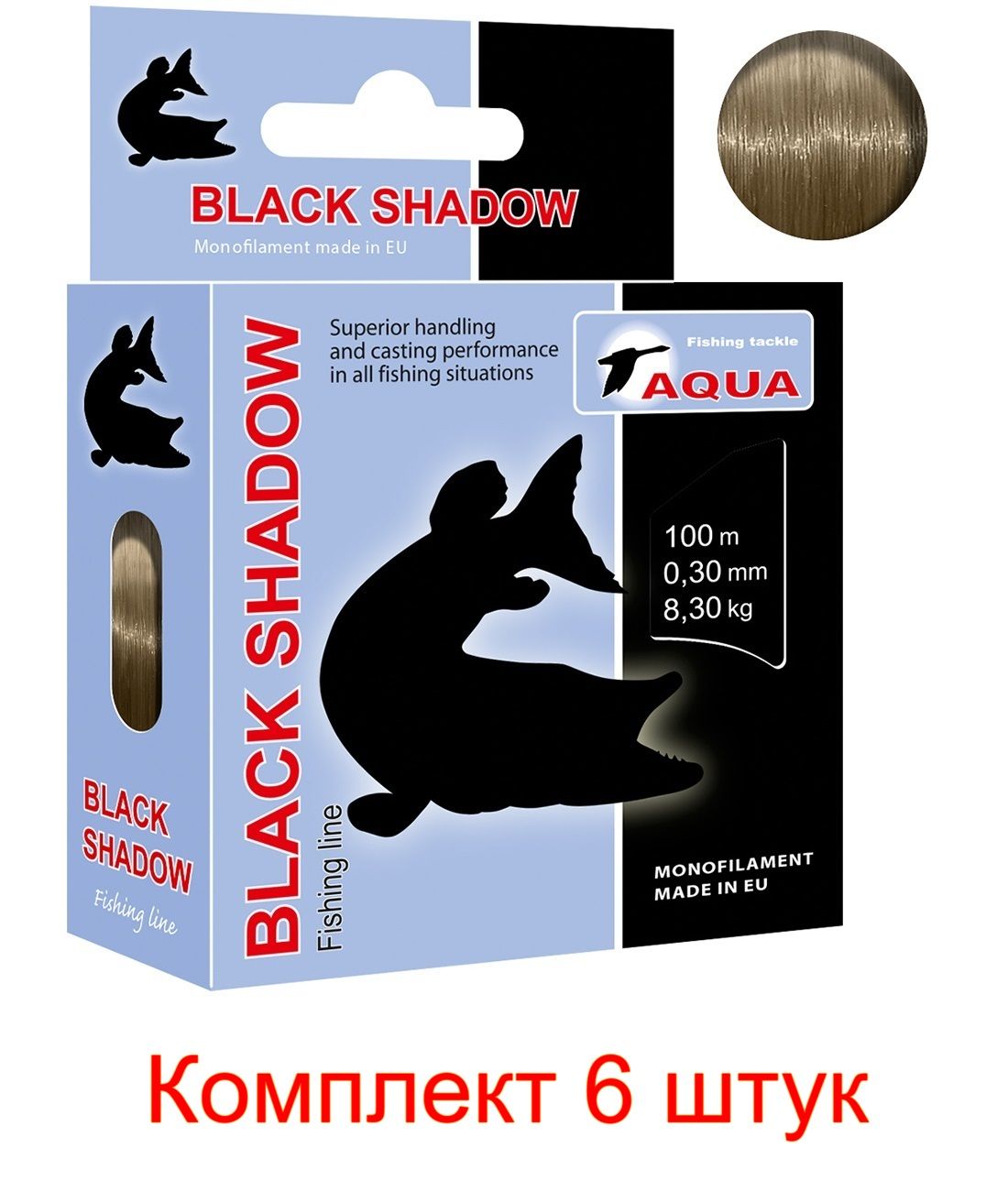 фото Леска для рыбалки aqua black shadow 0,30mm 100m ( 6 штук )