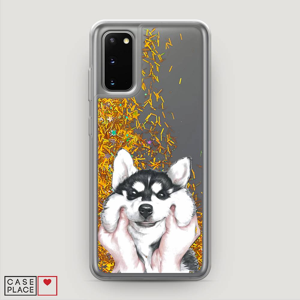 

Жидкий чехол с блестками "Щечки хаски" на Samsung Galaxy S20, 29290-1