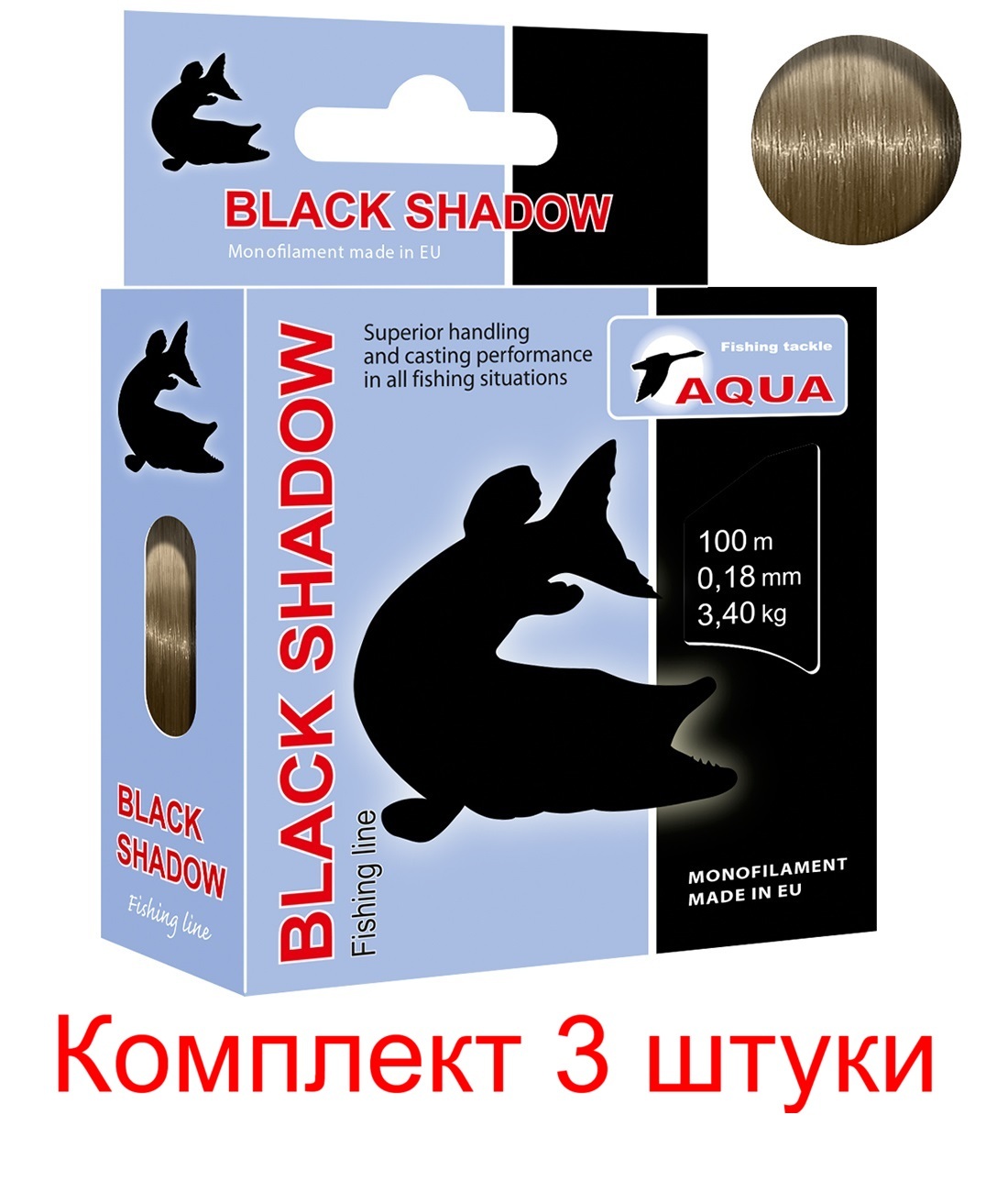 фото Леска для рыбалки aqua black shadow 0,18mm 100m ( 3 штуки )