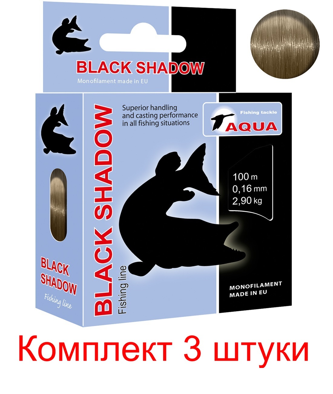 фото Леска для рыбалки aqua black shadow 0,16mm 100m ( 3 штуки )