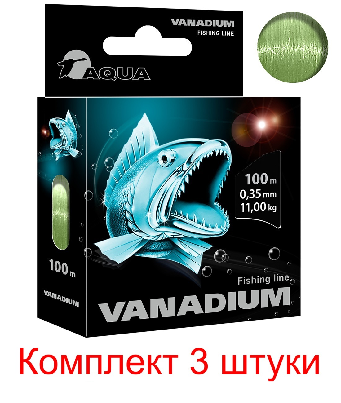 

Леска для рыбалки AQUA Vanadium 0,35mm 100m ( 3 штуки ), Зеленый, Vanadium