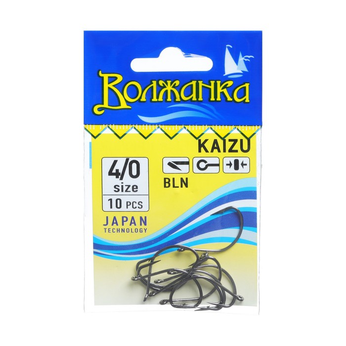 

Крючки "Волжанка" Kaizu № 4/0, 10 шт, Серебристый, Kaizu № 4/0