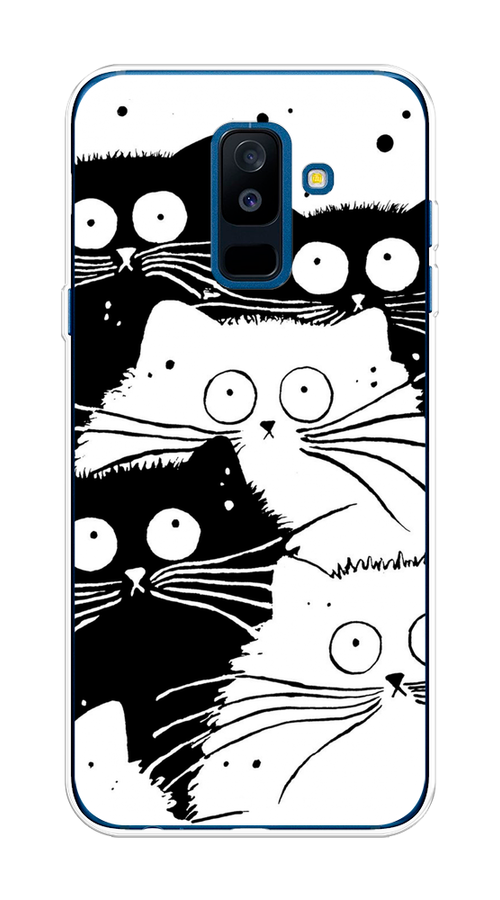 

Чехол Awog на Samsung Galaxy A6 + "Коты черно-белые", Черный;белый, 26050-2