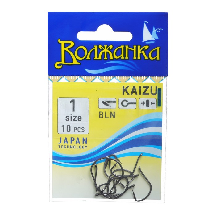 

Крючки "Волжанка" Kaizu № 1, 10 шт, Черный, Kaizu № 1