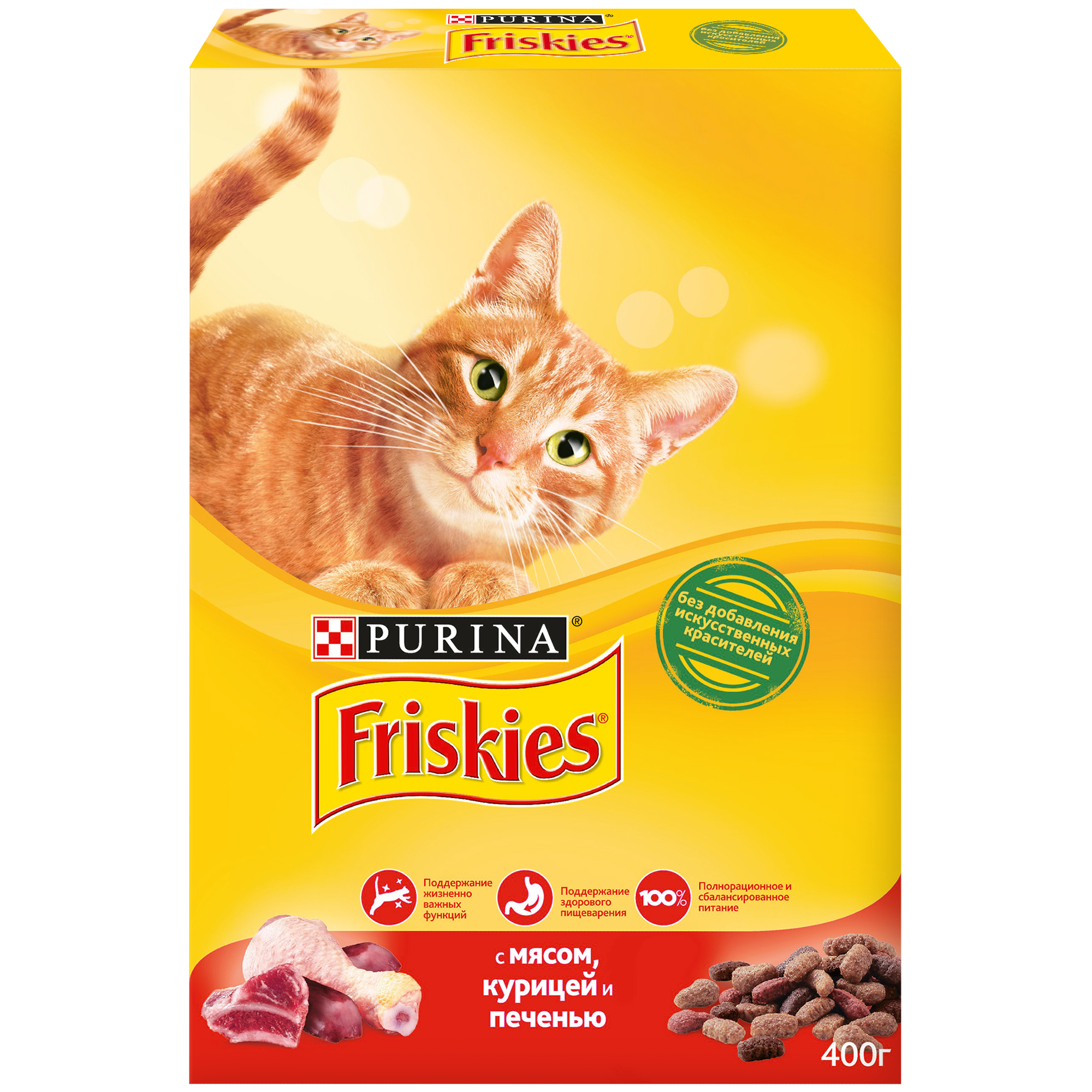 фото Сухой корм для кошек friskies, мясо, курица, печень, 0,4кг