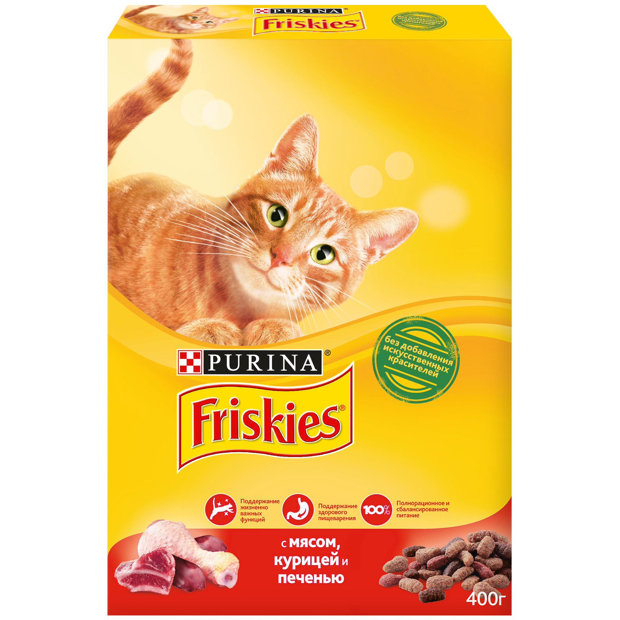 фото Сухой корм для кошек friskies, мясо, курица, печень, 0,4кг