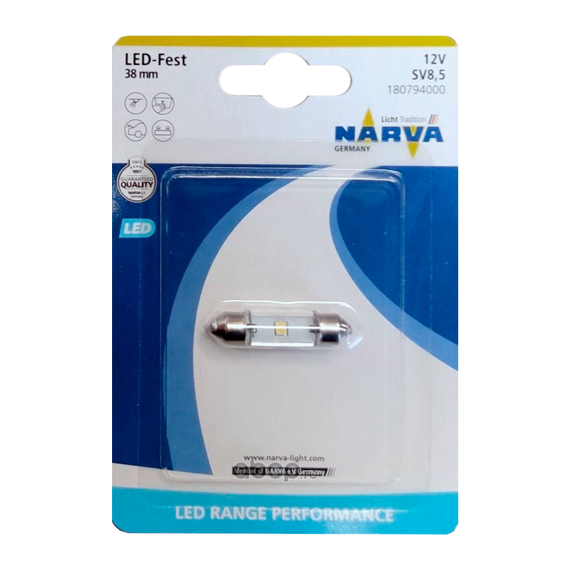 фото Лампа светодиодная narva performance range festoon 24v 0|6w, 18080, 1 шт