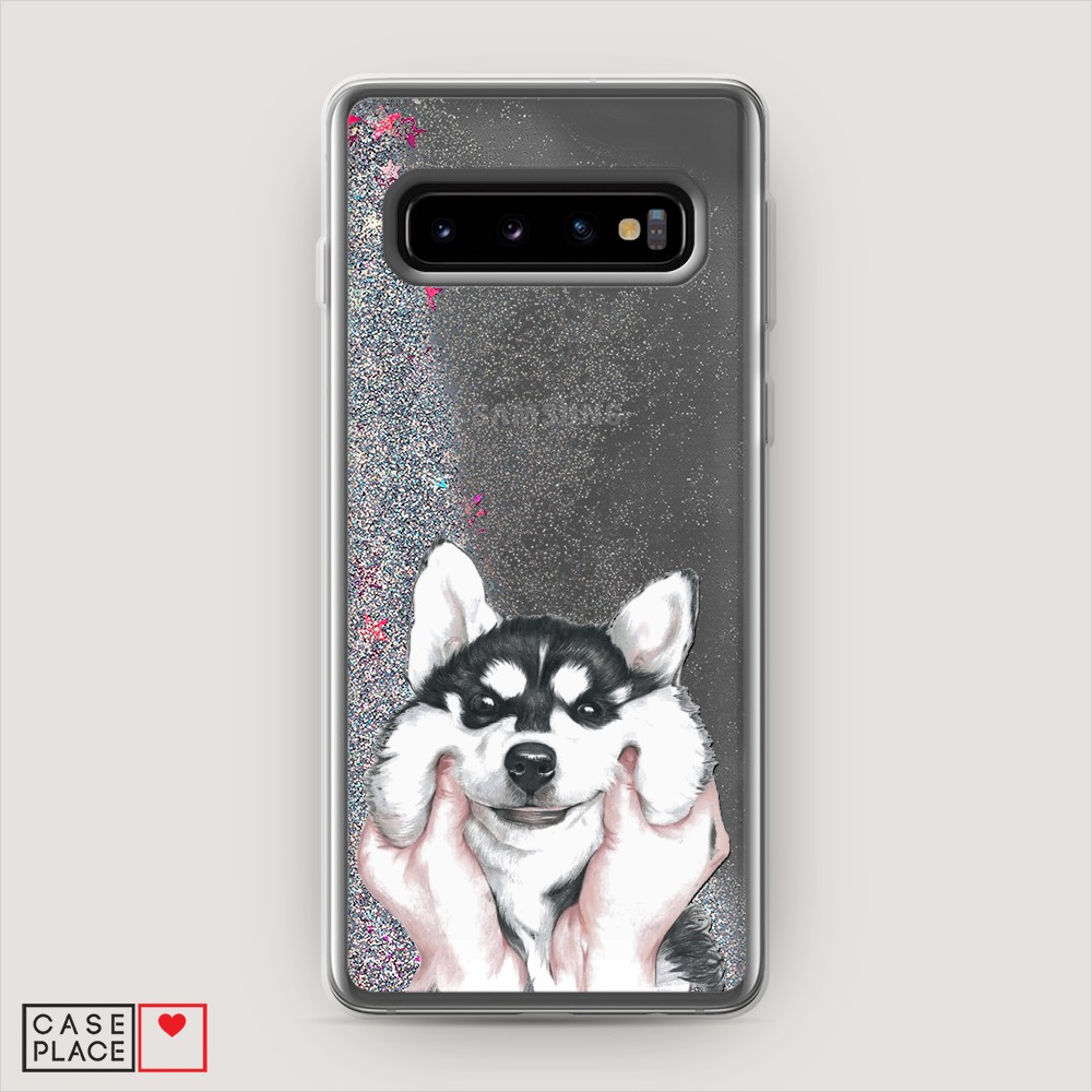 

Жидкий чехол с блестками "Щечки хаски" на Samsung Galaxy S10 +, 27191-1