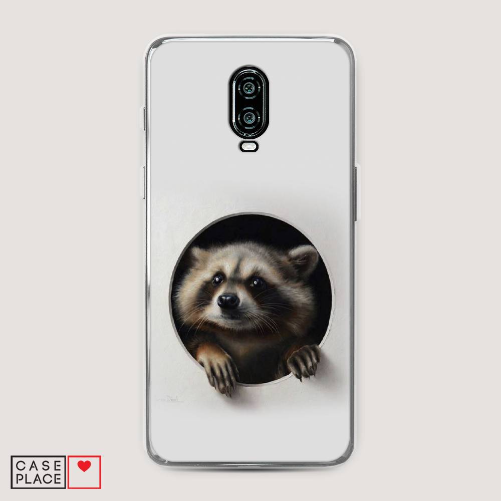 

Чехол Awog на Oneplus 6T / ВанПлас 6T "Любопытный енот", Коричневый;черный;белый, 150650-1