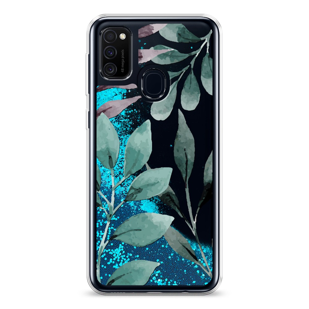 

Жидкий чехол с блестками "Листы цветов" на Samsung Galaxy M30s, 29893-1