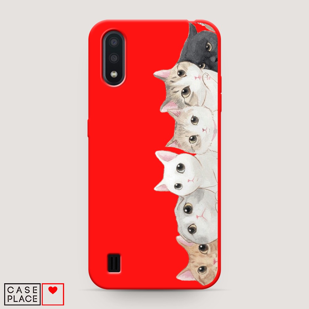 

Матовый силиконовый чехол "Котики" на Samsung Galaxy A01, Котики