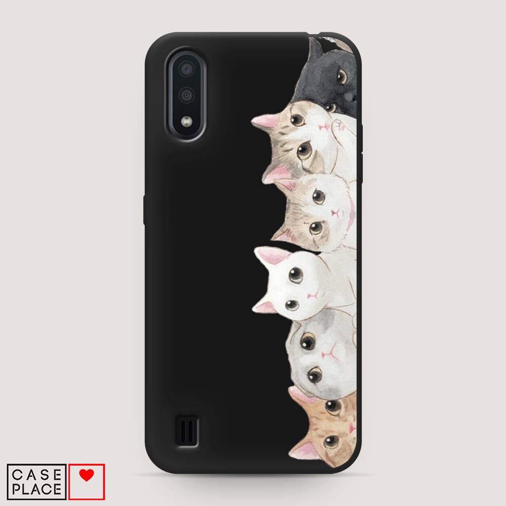 

Матовый силиконовый чехол "Котики" на Samsung Galaxy A01, Котики