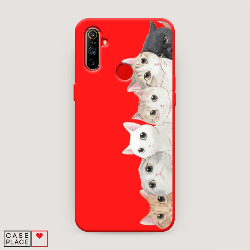 

Матовый силиконовый чехол "Котики" на Realme C3, Котики