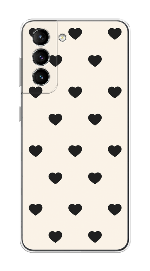 

Чехол на Samsung Galaxy S21 "Черные сердечки на белом", Черный;белый, 2101850-1