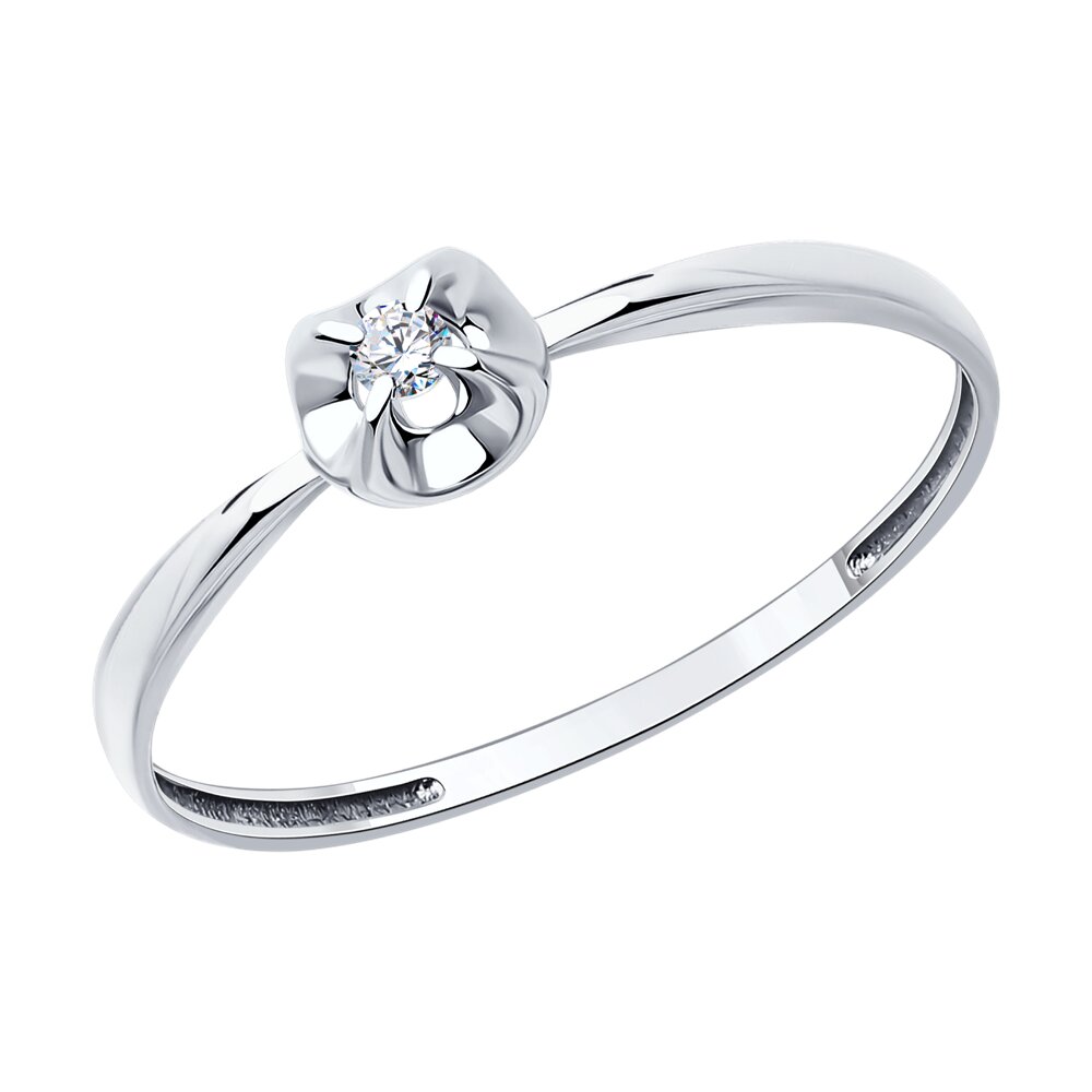 Кольцо помолвочное из белого золота с бриллиантом р. 17 SOKOLOV Diamonds 1012564-3