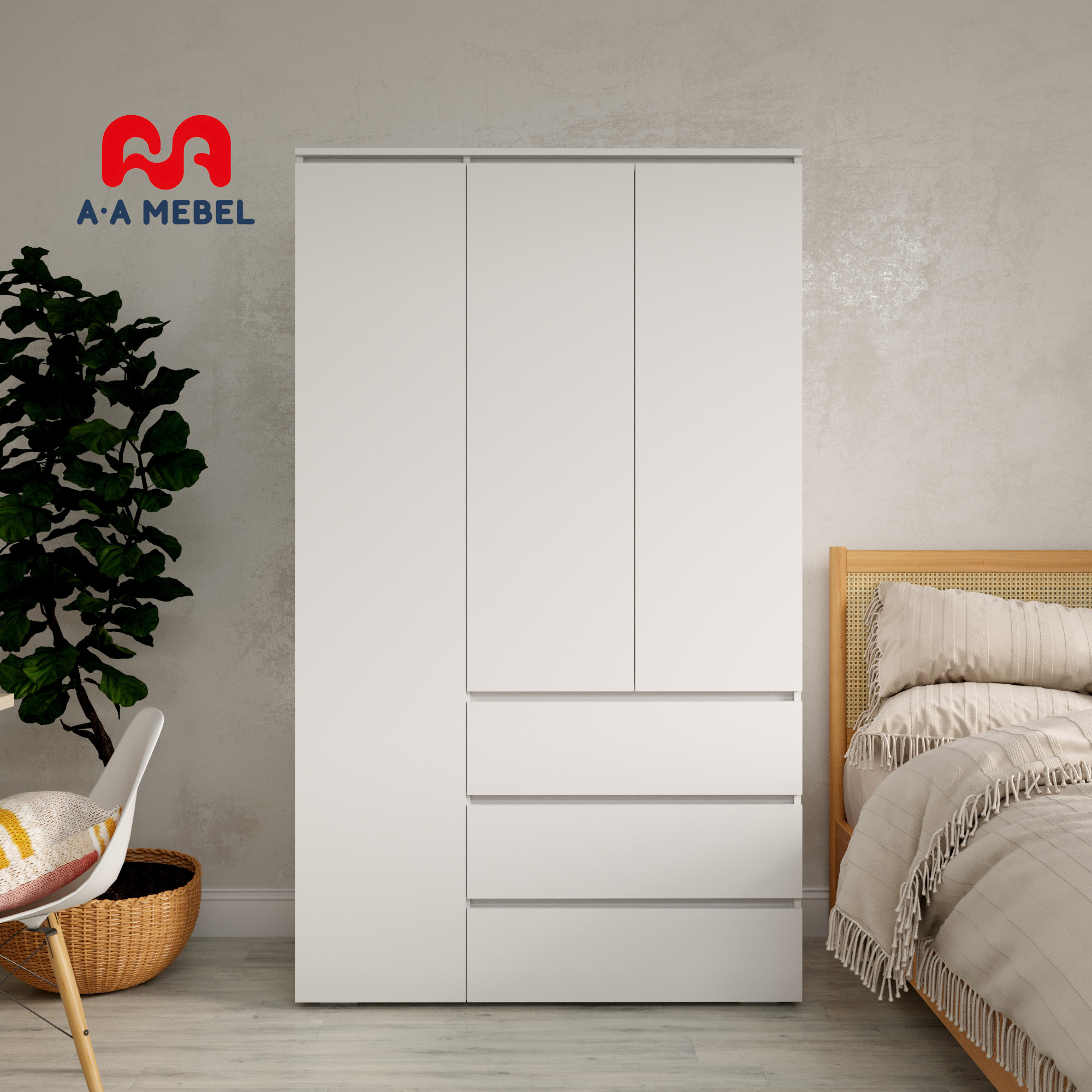 Шкаф распашной для одежды A A-MEBEL Кайлас 120х50х204 см 600018592621 белый