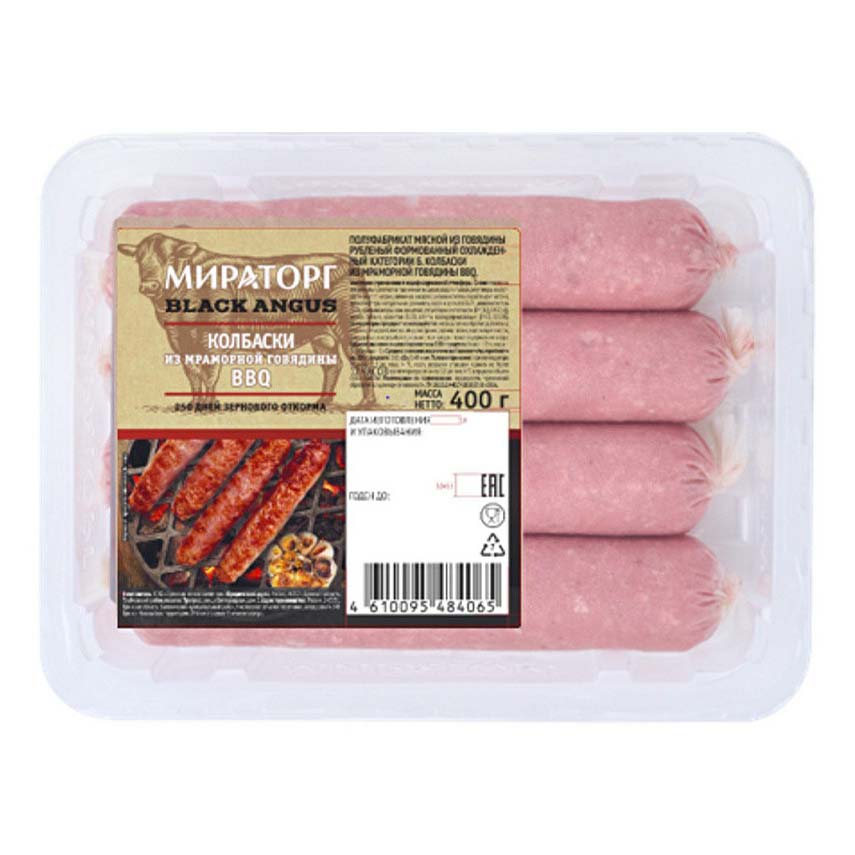 Колбаски из мраморной говядины Мираторг Black Angus BBQ охлажденные 400 г 319₽