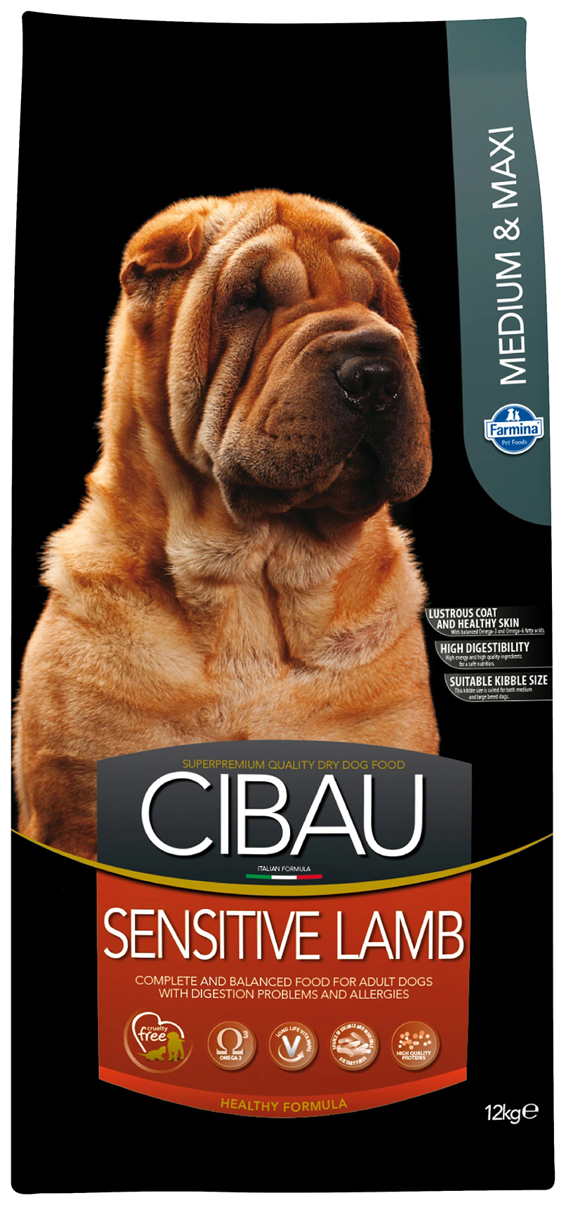Сухой корм для собак Farmina Cibau Sensitive Lamb Medium & Maxi при аллергии, 12 кг, 2 шт
