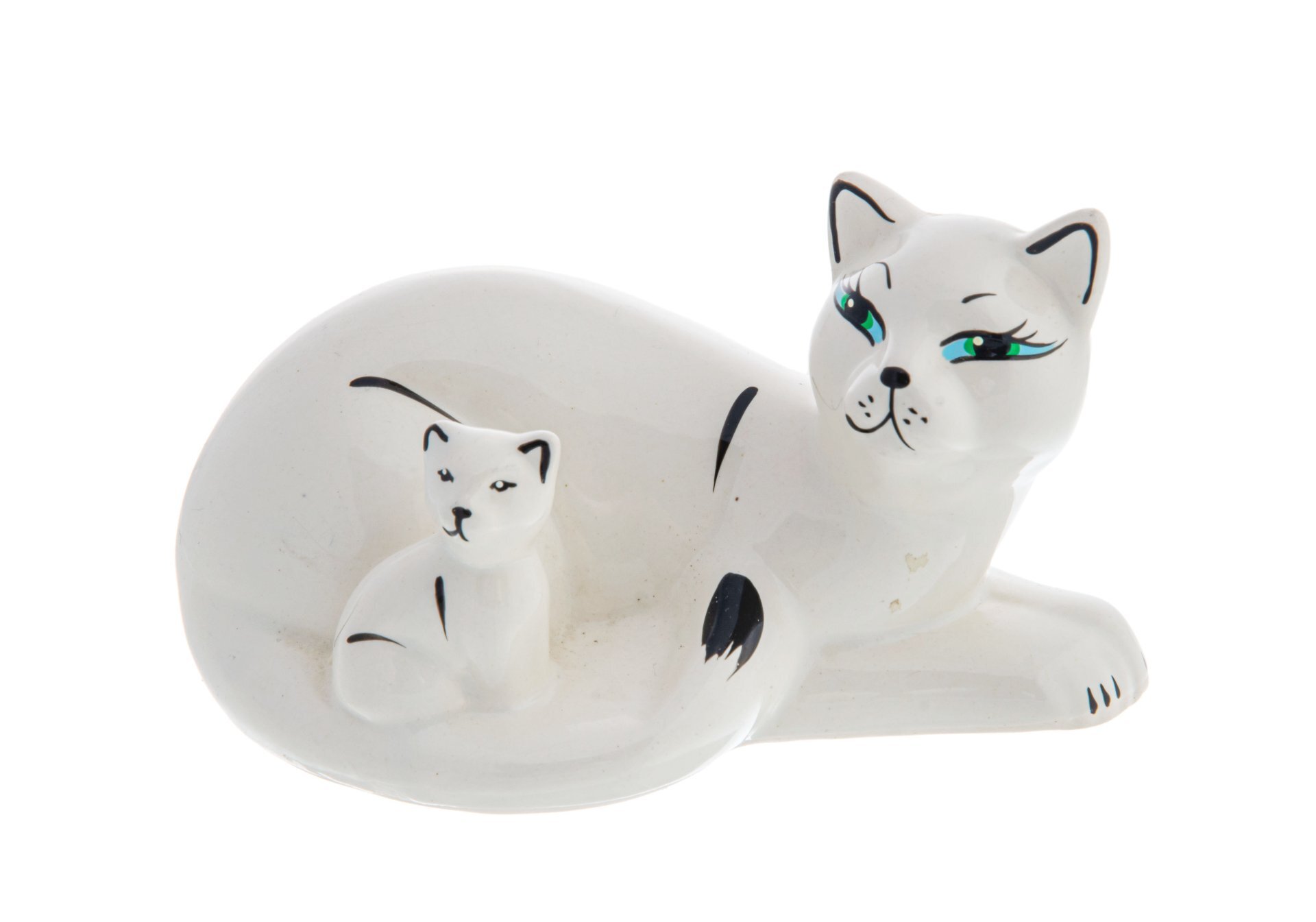 фото Статуэтка "кошка с котенком", керамика, роспись, россия, 2000-2020 гг. однажды